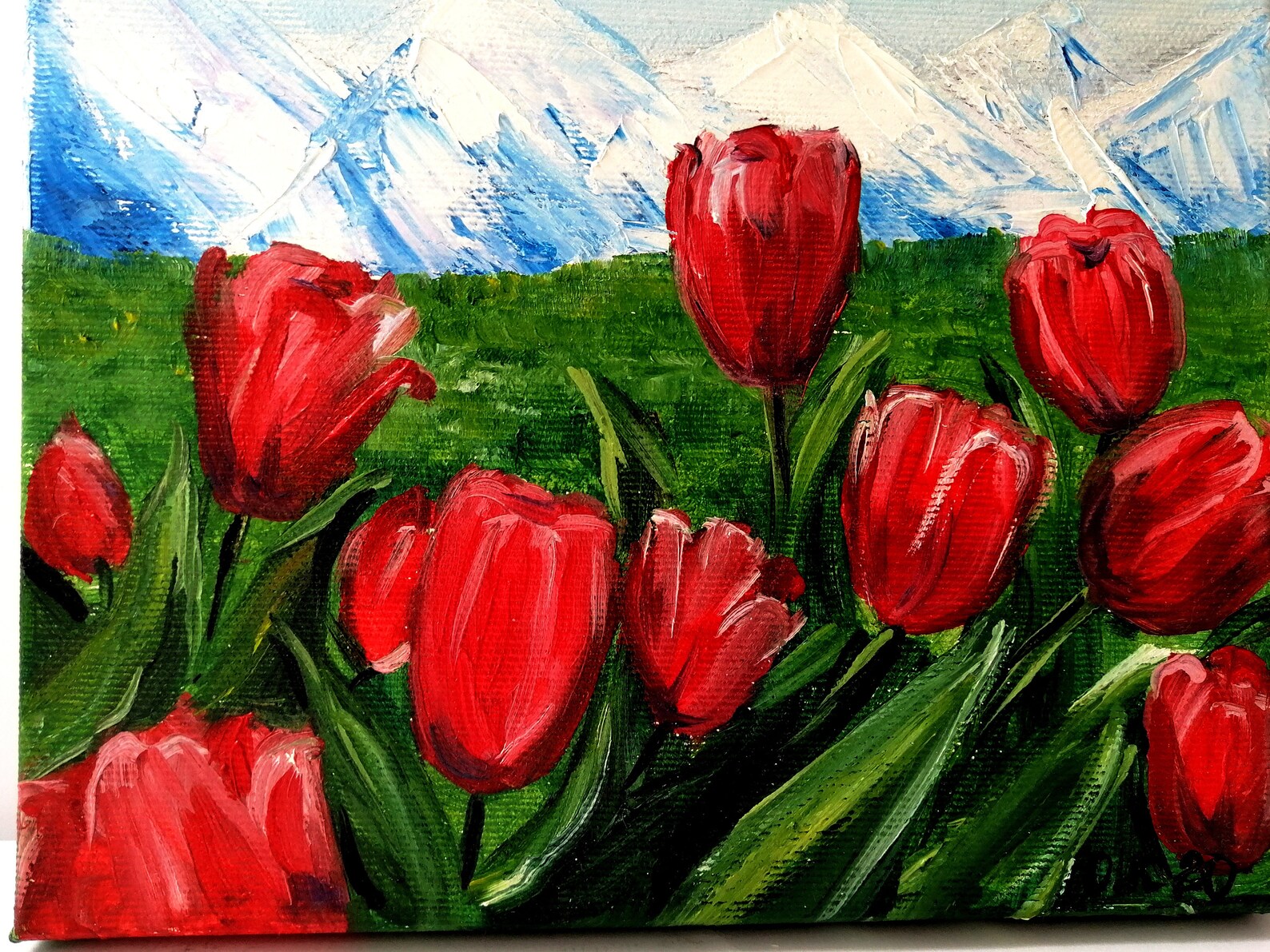 Original red tulip painting original on canvas Red tulips oil Etsy