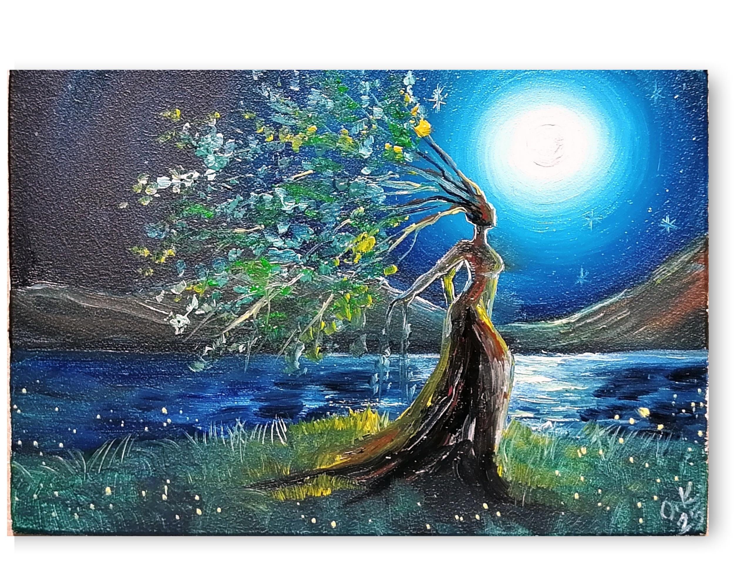 Mother earth painting Tree of life oil painting Goddess painting