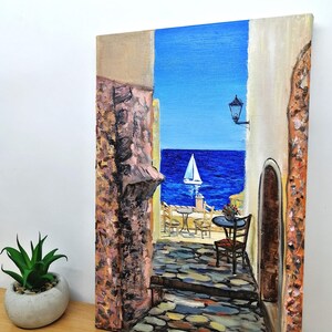 Santorini Greece Oil Painting on Canvas Original Greek Island Art, 11.8x7.9" image 16