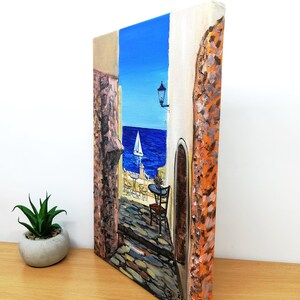Greece wall art oil painting Canvas Santorini greece art Greek island oil painting