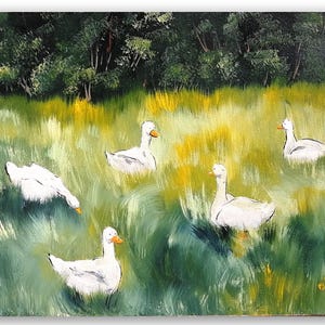 Mallard duck painting original miniature art Vintage duck oil painting farmhouse kitchen wall art country decor duck hunting gift 4x6 #3 8x10 inch panel