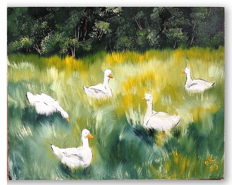 Mallard duck painting original miniature art Vintage duck oil painting farmhouse kitchen wall art country decor duck hunting gift 4x6 #3 8x10 inch panel