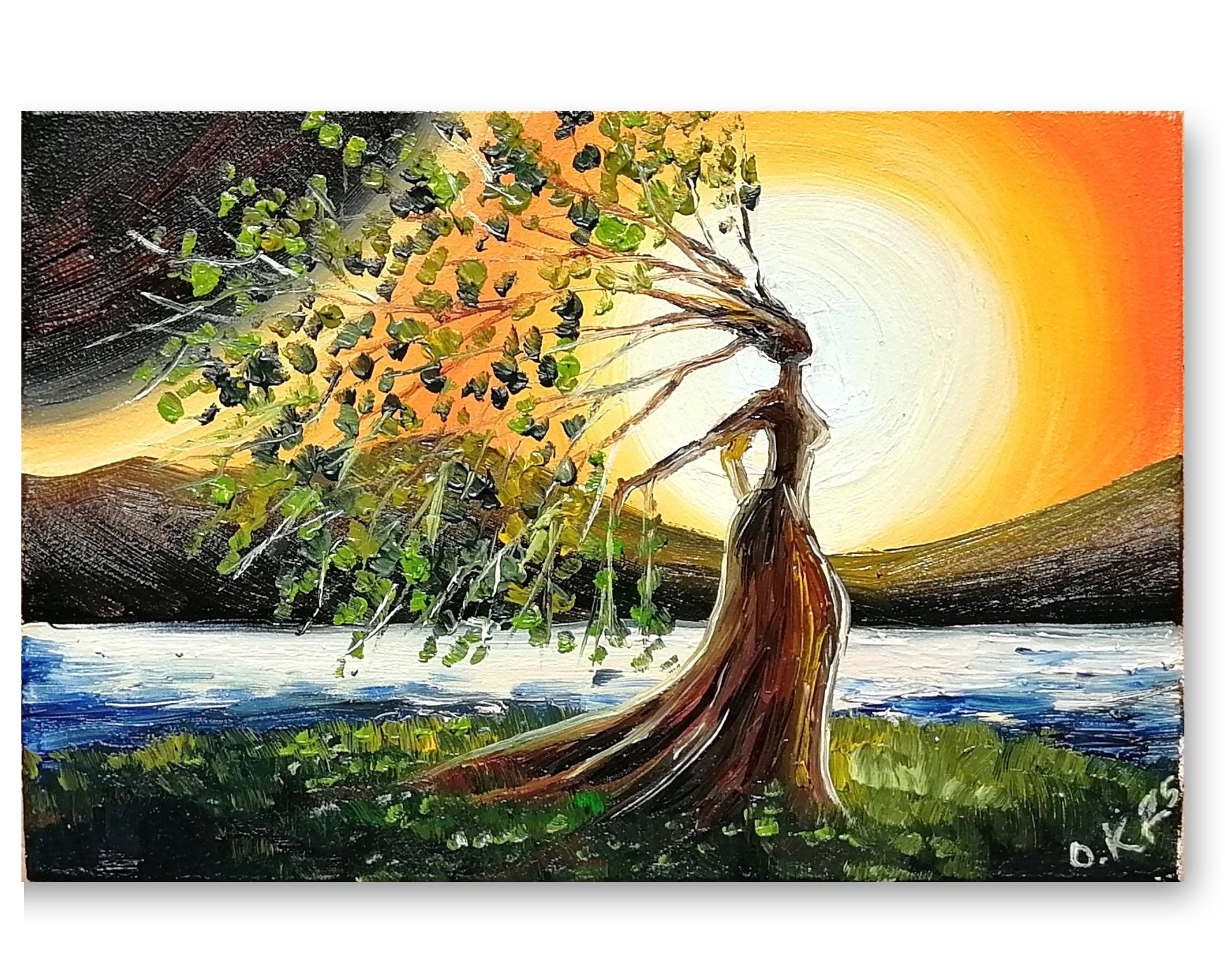 Mother earth painting Tree of life oil painting Goddess painting