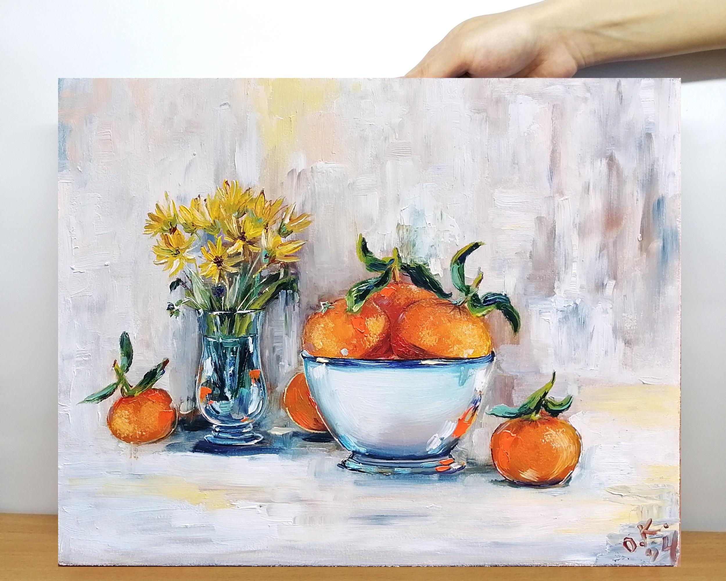 Clementine Still Life Oil Painting Original Orange Fruit Kitchen