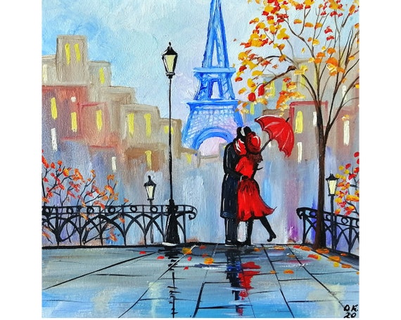 Eiffel Tower Oil Painting Mini Oil Painting Autumn Landscape | Etsy