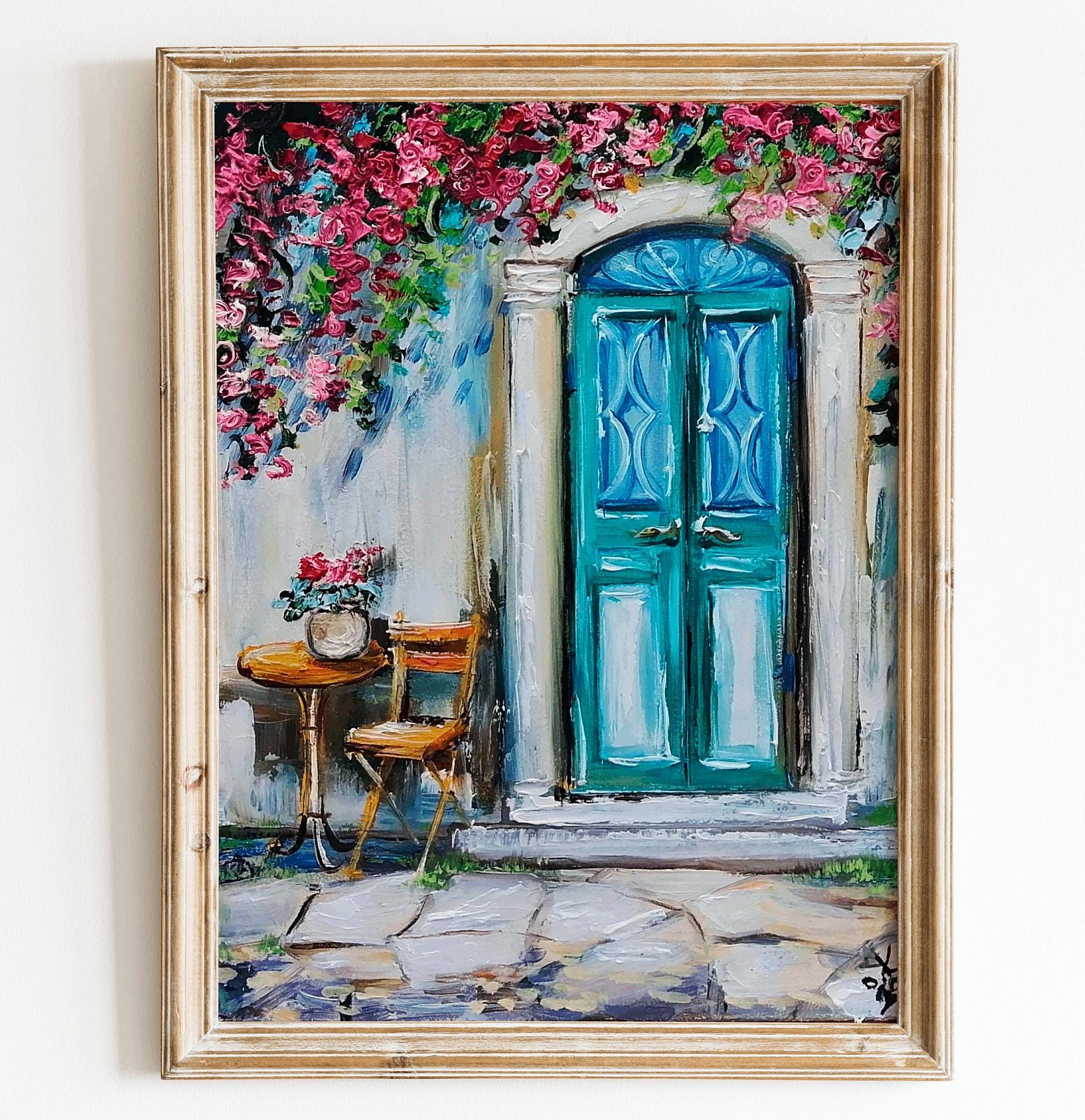Italian Emerald Door Oil Painting Original Small Impasto Italy