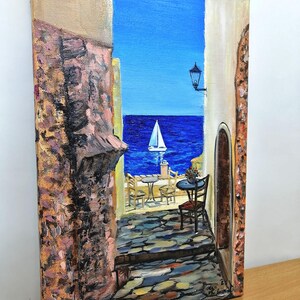 Greece wall art oil painting Canvas Santorini greece art Greek island oil painting