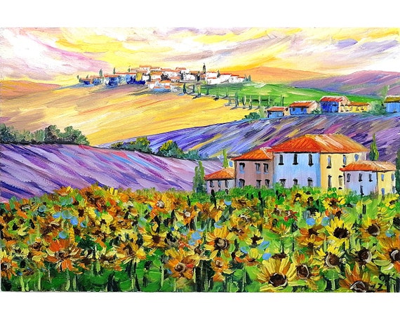 Impasto Oil Painting Italy Painting Tuscany Painting Italian Landscape Tuscany Wall Art by 8 x 8 by MarinaSgallery