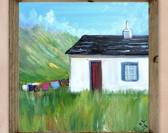 Scotland original painting small House portrait oil painting original art skottish landscape painting country decor
