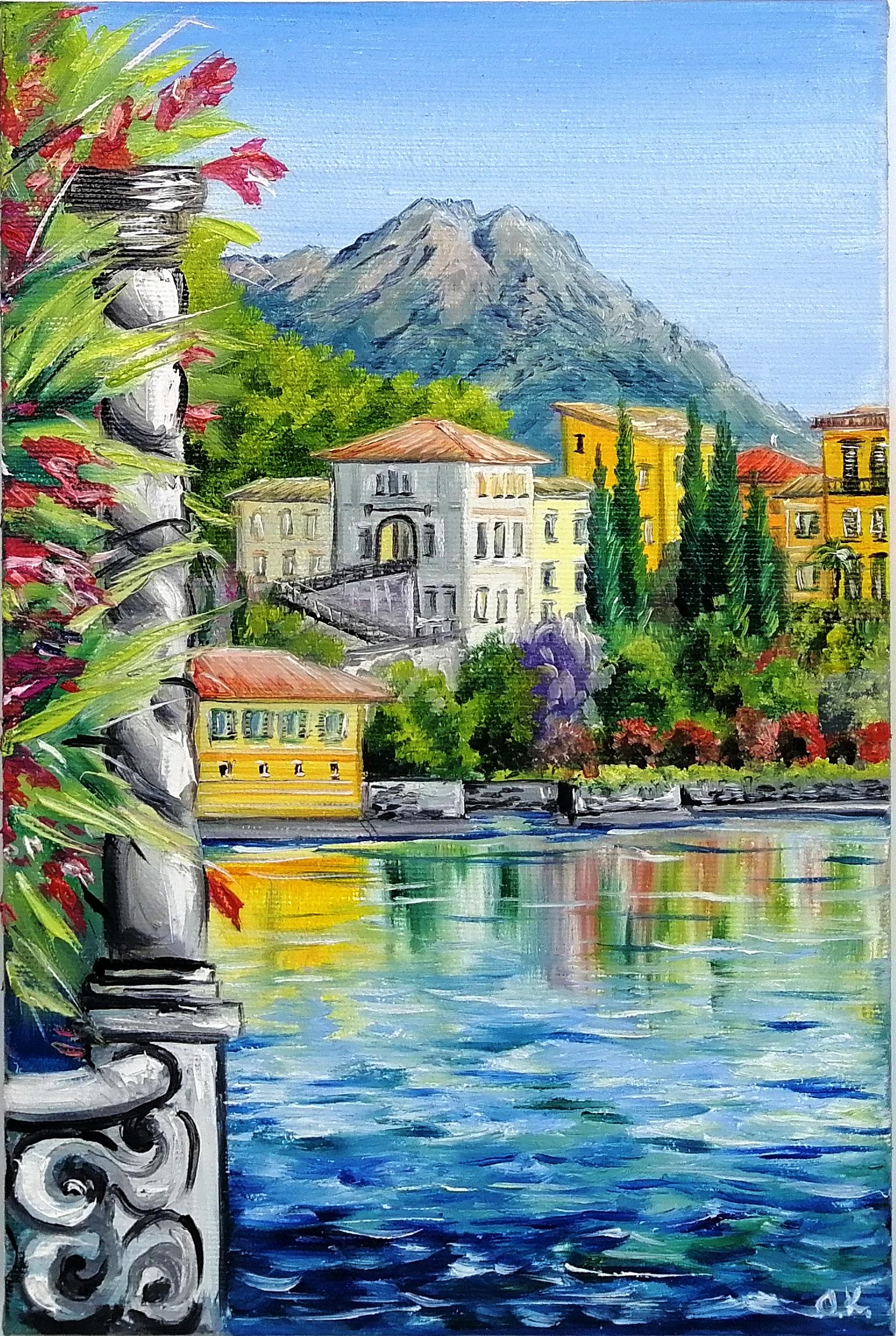 Lake Como Oil Painting Original Italian Landscape Art Italy