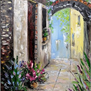 Italy Tuscany Oil Painting Original Impasto Italian Street Scene
