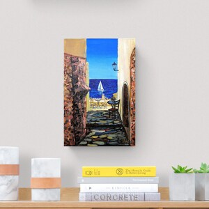 Santorini Greece Oil Painting on Canvas Original Greek Island Art, 11.8x7.9" image 18