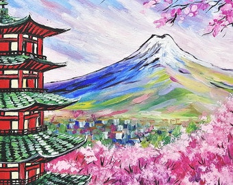 Beautiful Japanese Cherry Blossom Road: Blossom Path Paint