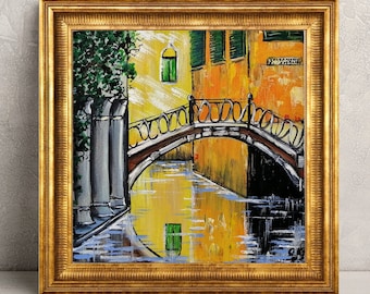 Venice Italy Oil Painting Original Cityscape Art, Small 6x6