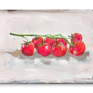 Tomato oil painting original miniature art Small still life oil painting vegetable wall art farmhouse kitchen food art moody painting 4x6 #2 4x6 inch panel