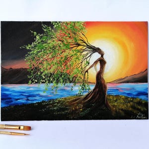 Mother Nature Painting Tree of Life Original Art Gaia Goddess Painting ...