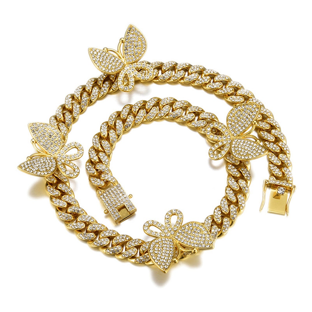 Gold Butterfly Cuban Chain Bracelet Luxury Charm Link Chain - Etsy