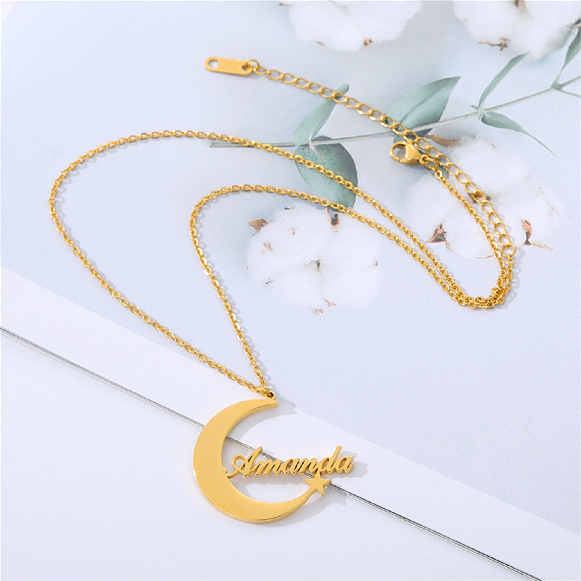 18k Gold Personalized Name Necklace Name Tag Necklace Etsy