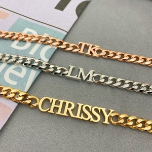 Collar con nombre para hombres y mujeres, collar de cadena cubana de 8 mm, collar con nombre personalizado, collar personalizado, collar con nombre de oro, regalo para padre y novio