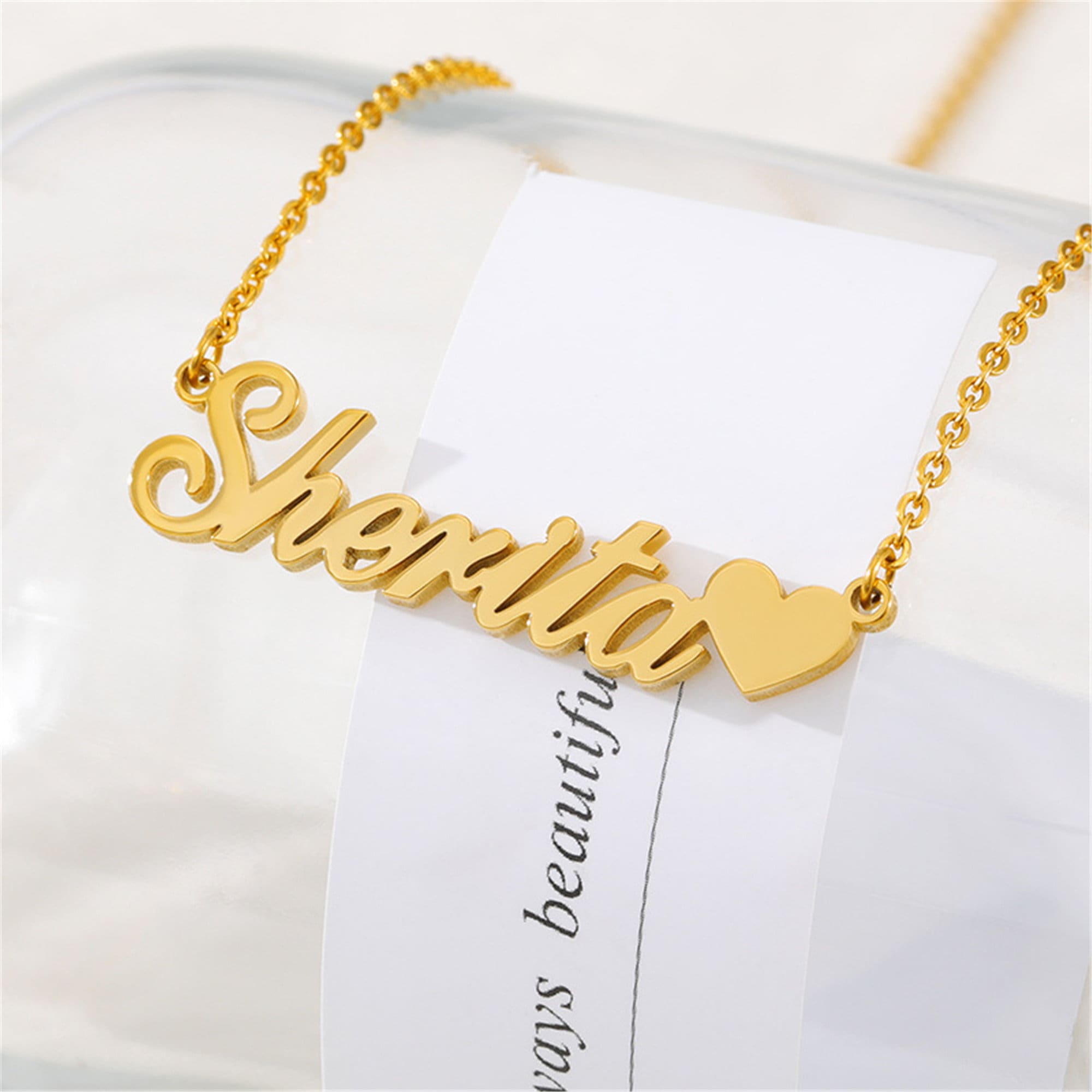 18k Gold Personalized Name Necklace Name Tag Necklace - Etsy