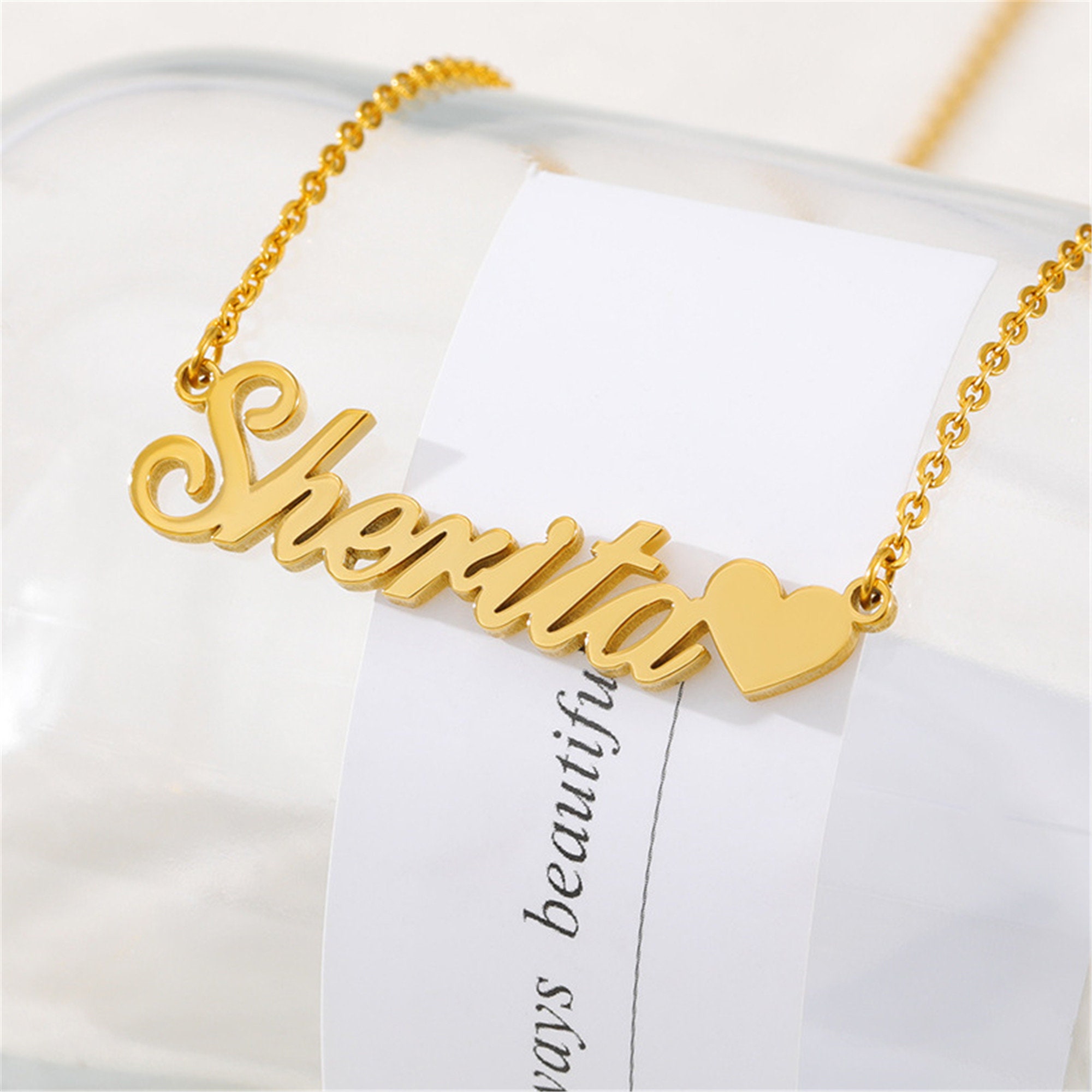 18k Gold Personalized Name Necklace Name Tag Necklace - Etsy