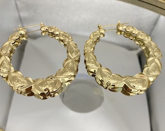 XOXO Earrings - Bamboo Earrings - Hoop Earrings - Gold XOXO Earrings - Vintage Earrings for Women Party - XOXO Jewelry - Gift for Her