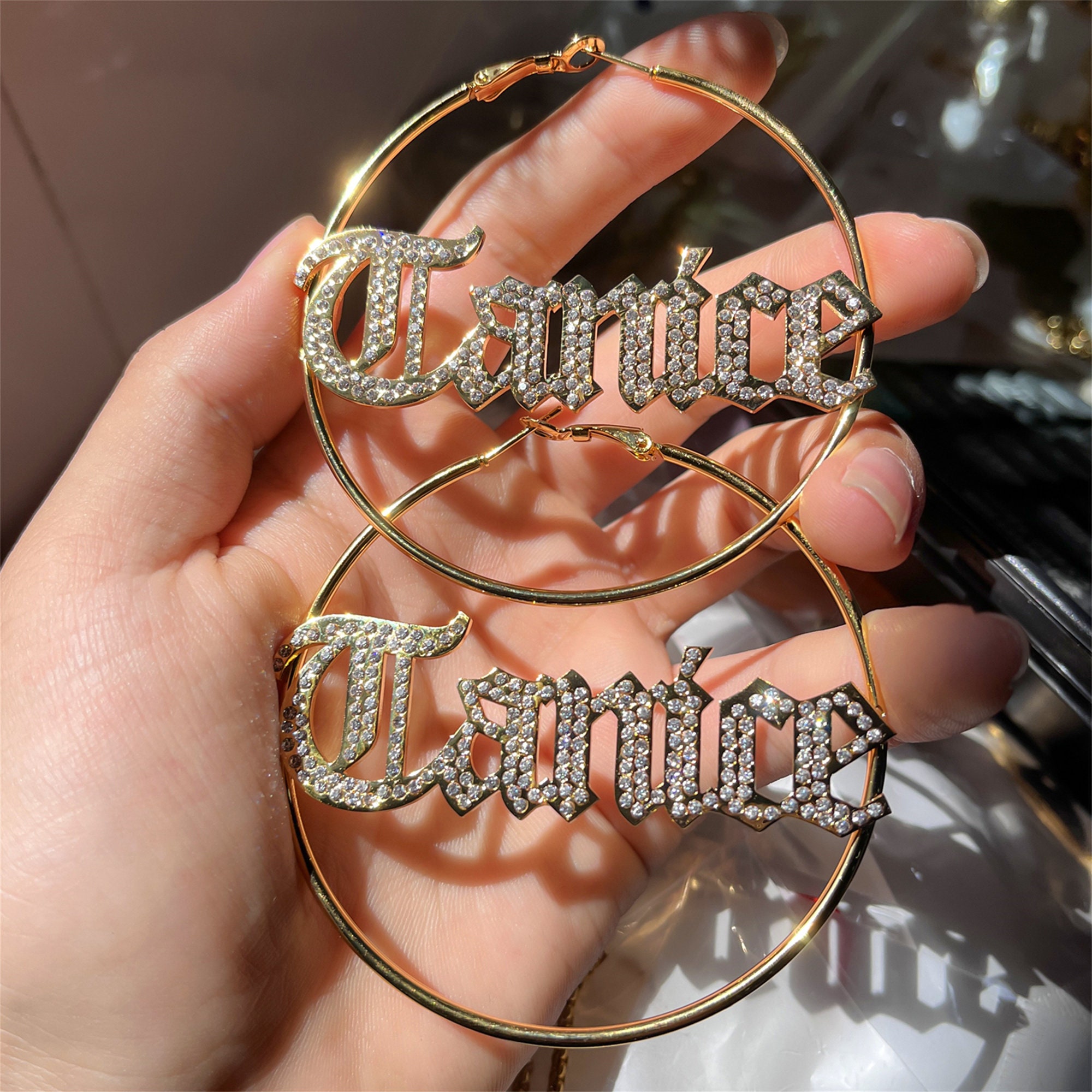 Diamond online name earrings