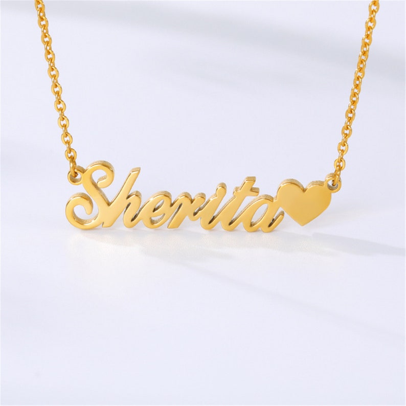 18k Gold Personalized Name Necklace Name Tag Necklace Etsy