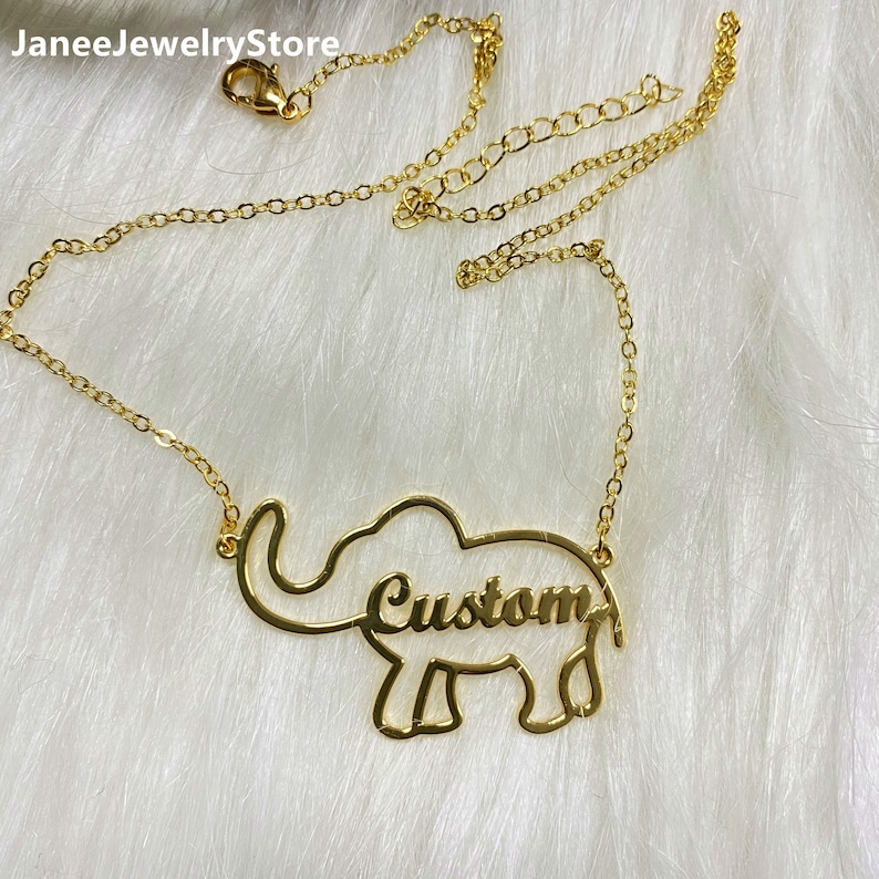 Custom Name Necklace Necklaces with Name for Women Personalized Elephant Necklace Animal Letter Necklace Elephant Name Necklace