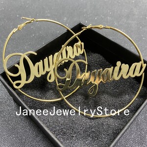 Custom Hoop Earrings - Name Earrings - Name Hoop Earrings - Big Hoop Earrings - Name Hoops - Personalized Jewelry Christmas Gift for her