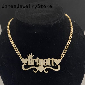 Custom Name Cuban Necklace - Initial Name Necklaces - Cuban Link Chain Necklace - Nameplate Necklace - Personalized Jewelry Gift for Women