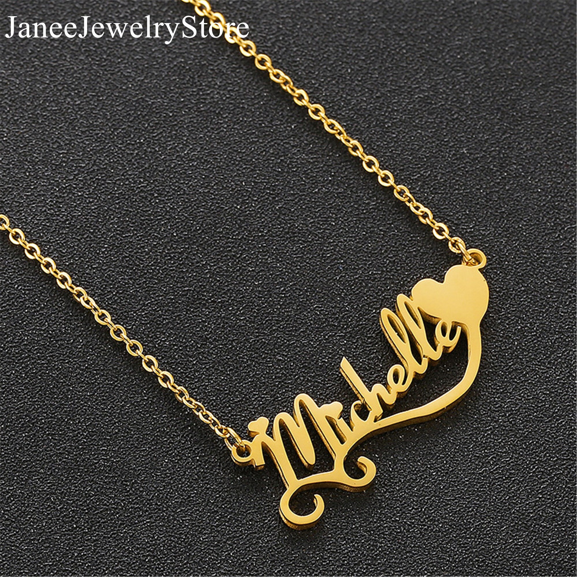 18k Gold Personalized Name Necklace Name Tag Necklace Etsy