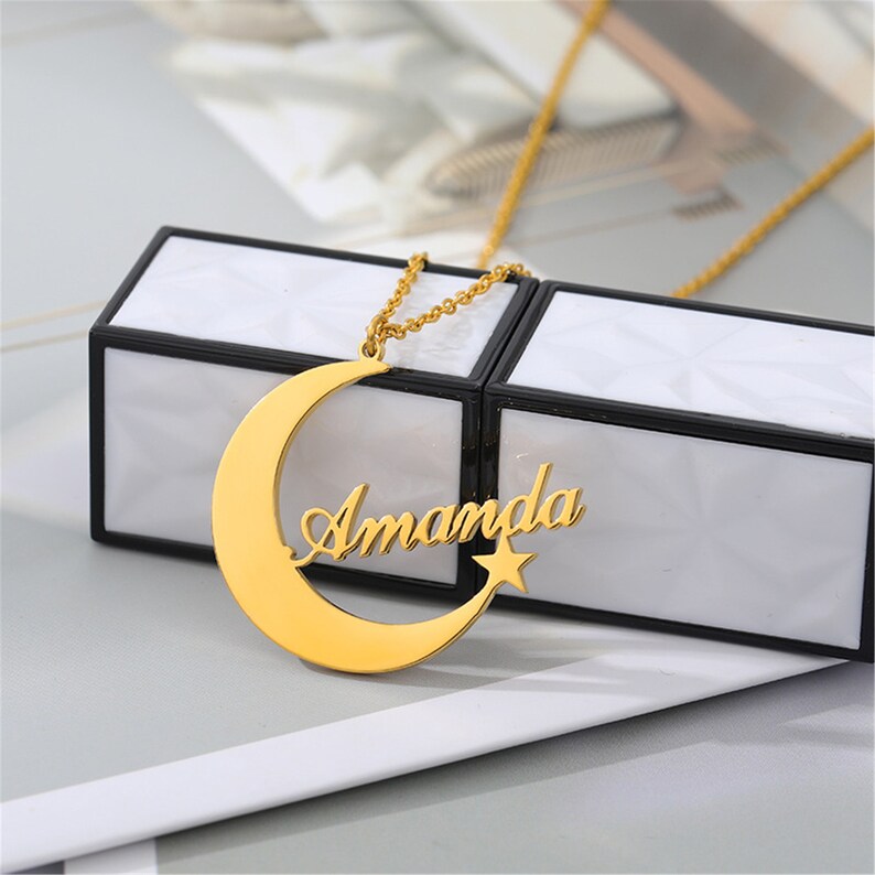 18k Gold Personalized Name Necklace Name Tag Necklace Etsy