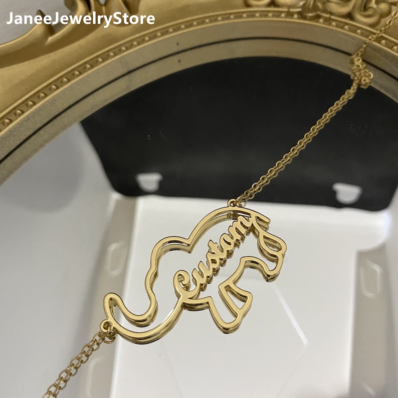 Custom Name Necklace Necklaces with Name for Women Personalized Elephant Necklace Animal Letter Necklace Elephant Name Necklace