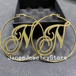 Custom Hoop Earrings -Name Hoop Earrings - Big Hoop Earrings - Name Hoops - Name Earrings - Personalized Christmas Jewelry Gift for her