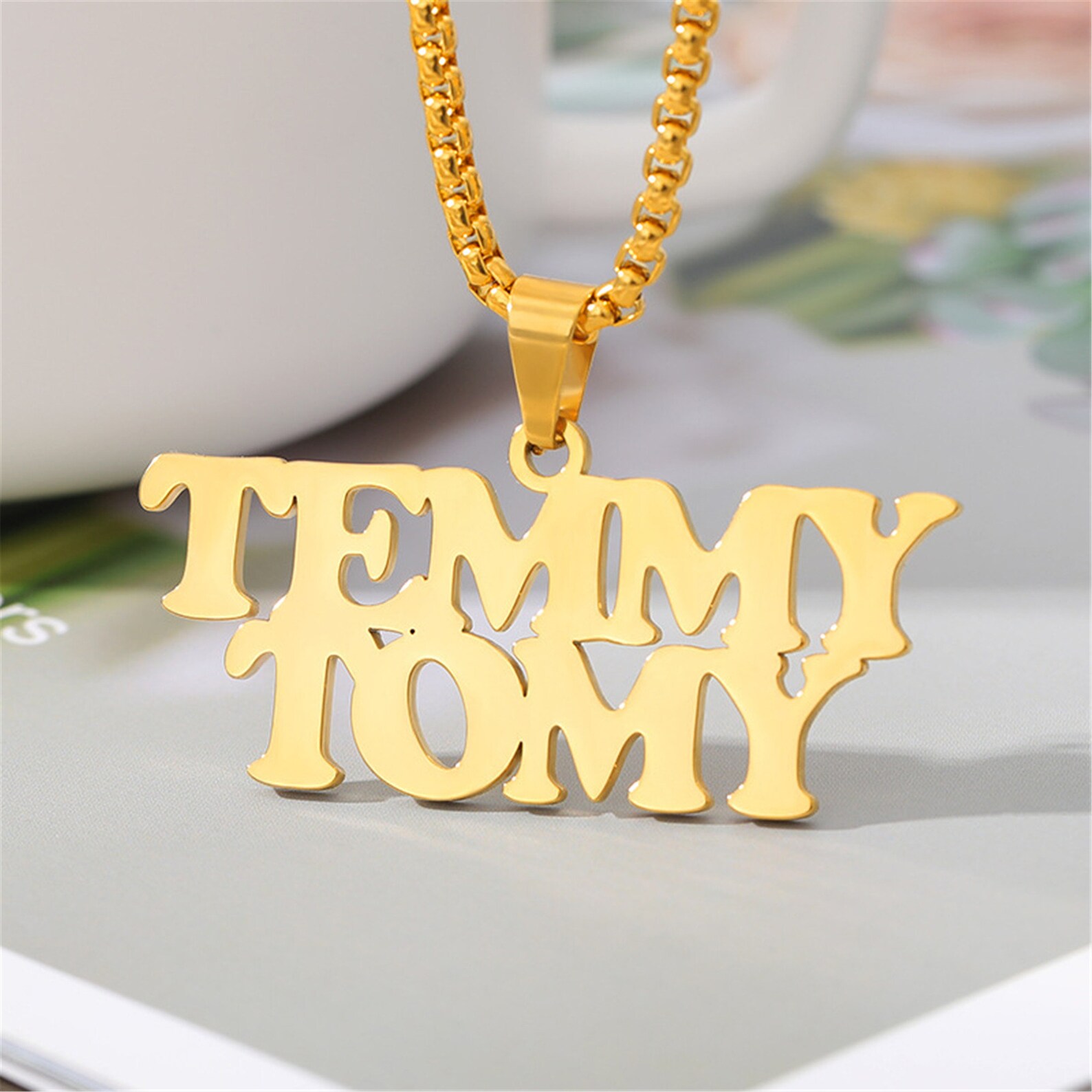 18k Gold Personalized Name Necklace Name Tag Necklace Etsy