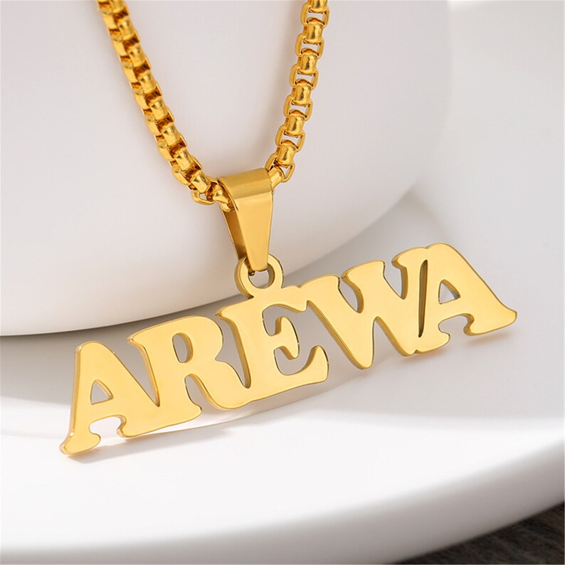 18k Gold Personalized Name Necklace Name Tag Necklace Etsy