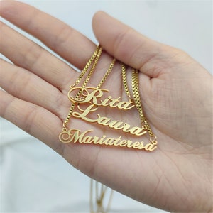 Dainty Personalized Name Necklace • Gold Name Necklace with Box Chain • Custom Name Necklace • Nameplate Letter • Personalized Gift for Her