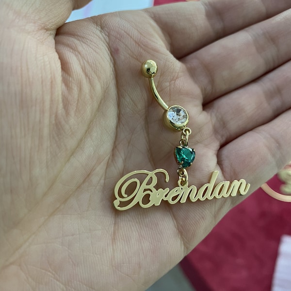 Custom Belly Button Ring - Name Navel Ring - Name Belly Rings - Birthstone Belly Ring - Custom Body Jewelry - Personalized Birthday Gift