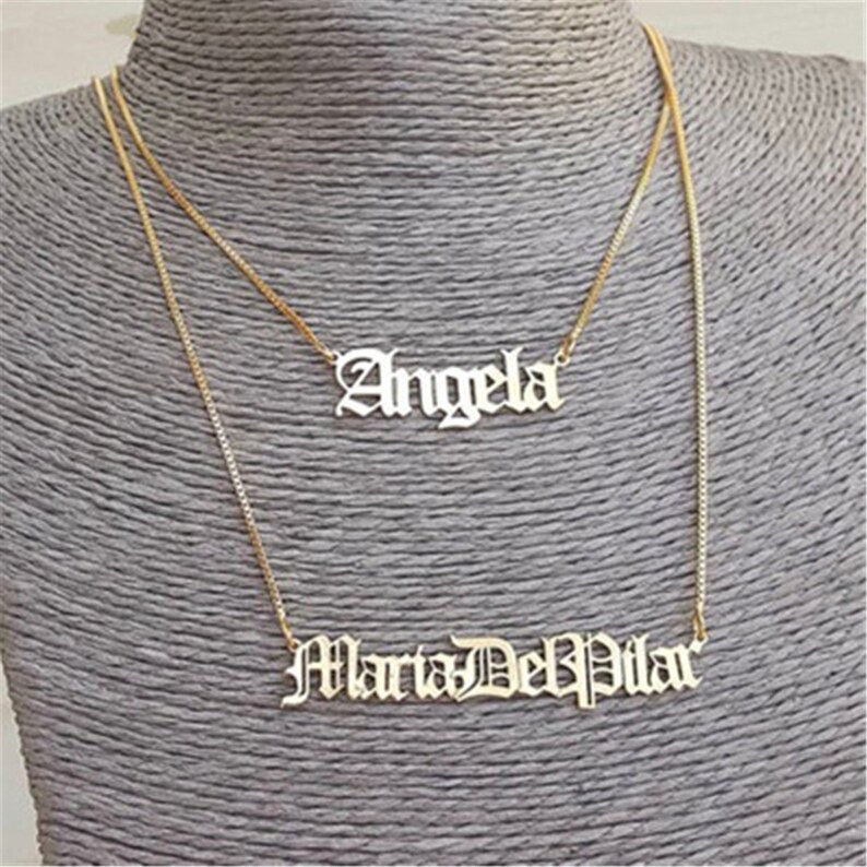 18k Gold Personalized Name Necklace Name Tag Necklace Etsy