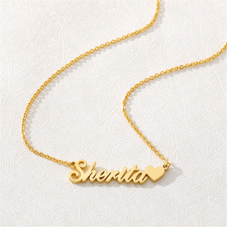 18k Gold Personalized Name Necklace Name Tag Necklace Etsy