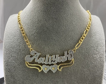 Custom Nameplate Necklace, Name Necklace, Double Plated Name Necklace, Personalized Nameplate, Name Plate, Gold Name Necklace,Gift for Women
