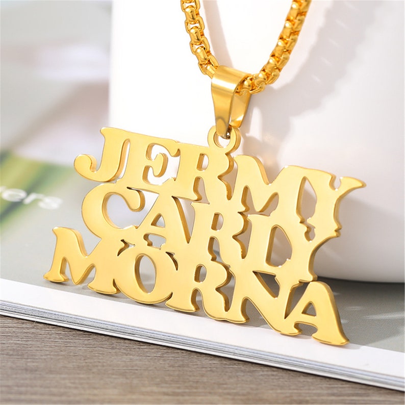 18k Gold Personalized Name Necklace Name Tag Necklace Etsy