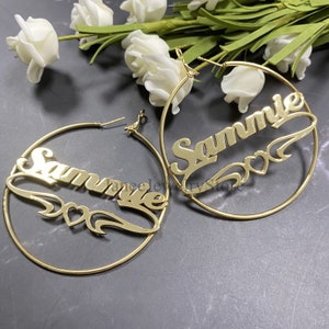 Custom Name Hoop Earrings - Personalized Hoop Earrings - Name Hoop - Custom Earrings - 18K Gold Hoop Earrings - Personalized Gift for her