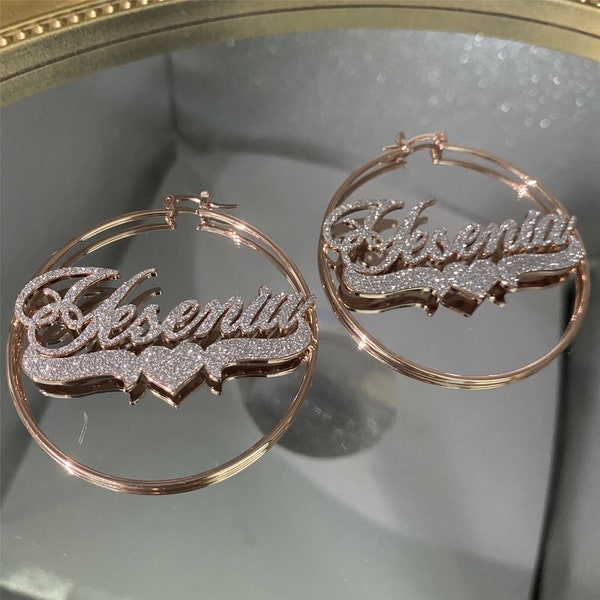 Name Hoop Earrings Etsy