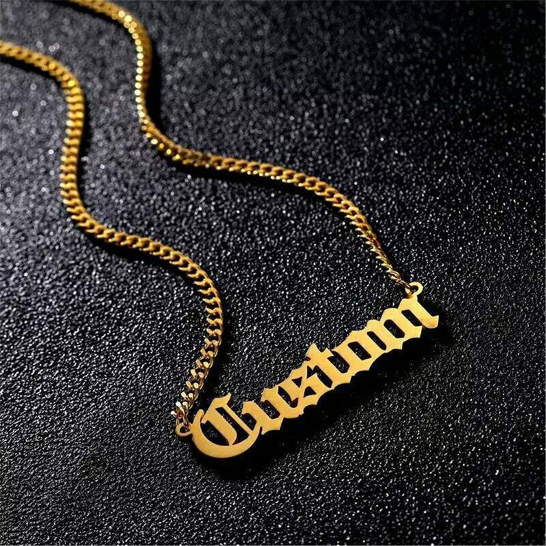 18k Gold Personalized Name Necklace Name Tag Necklace Etsy