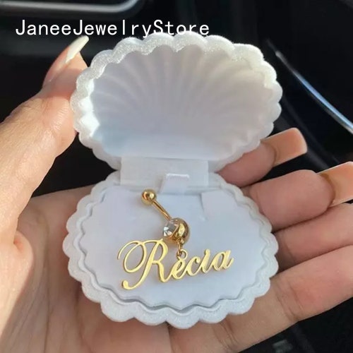 Personalized Navel Ring Name Belly Button Ring Initials Etsy