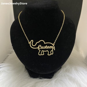 Personalized Elephant Necklace - Elephant Name Necklace - Custom Name Necklace - Animal Letter Necklace - Necklaces with Name for Women