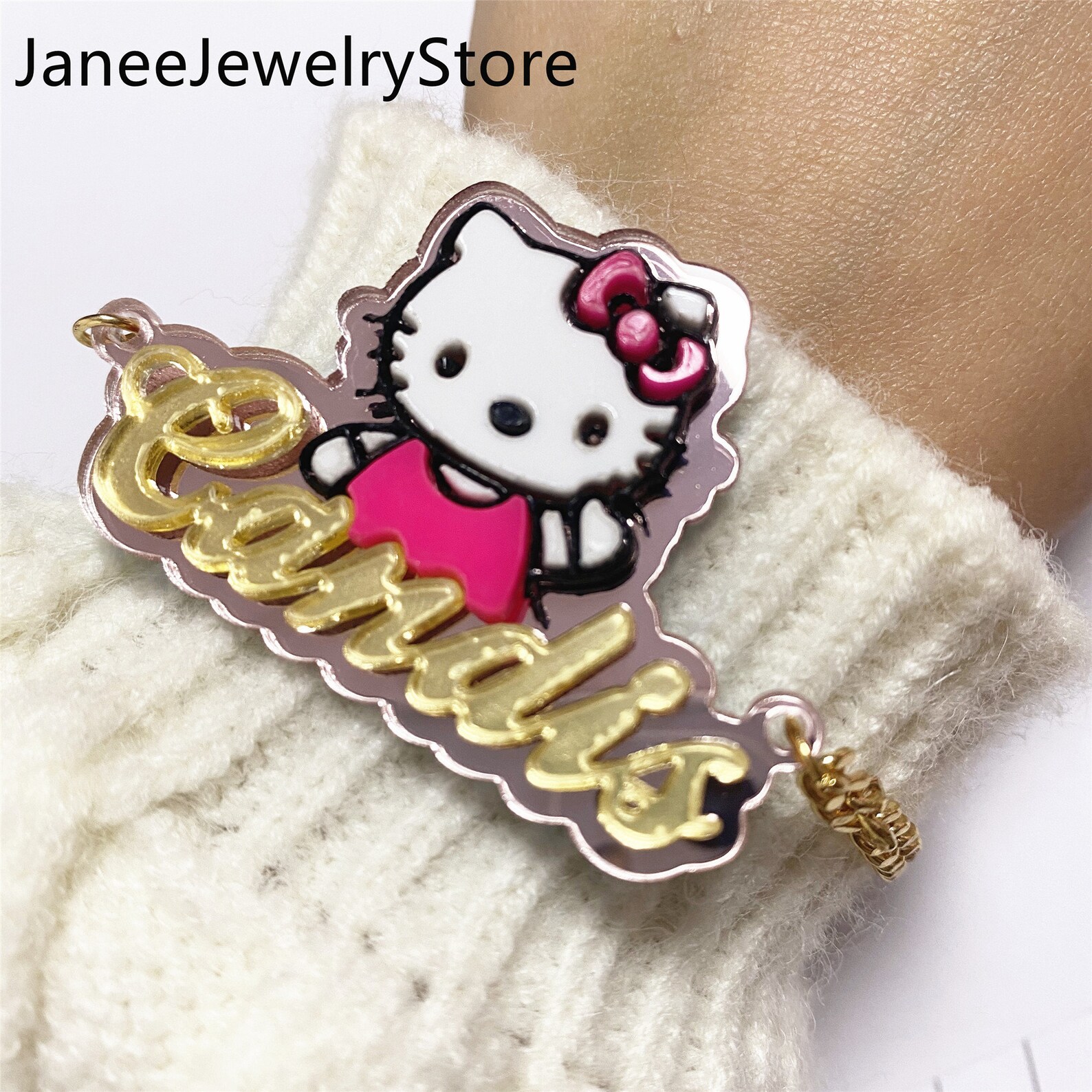 Personalized Hello Kitty Necklace Acrylic Name Necklace Etsy