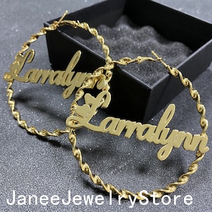 Custom Name Hoop Earrings - Personalized Hoop Earrings - Name Hoop - Custom Earrings - 18K Gold Hoop Earrings - Personalized Gift for her